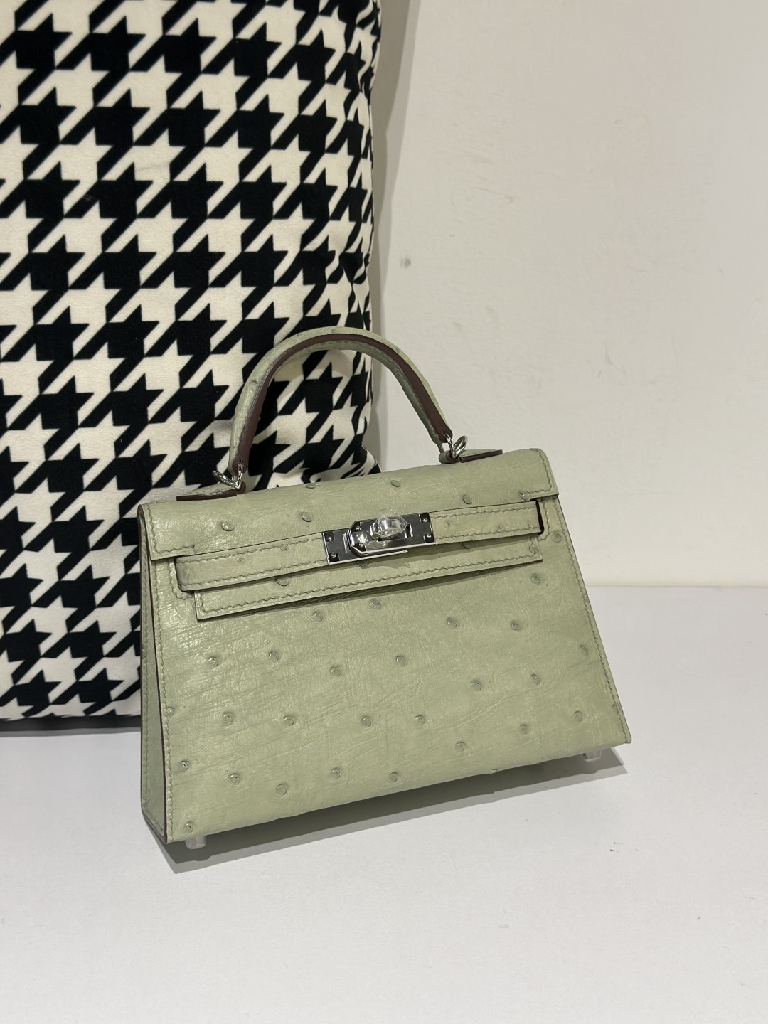 Ostrich Leather Silver Hardware Series II Turn-Lock Top Handle Bag Collection WOB041 image 4