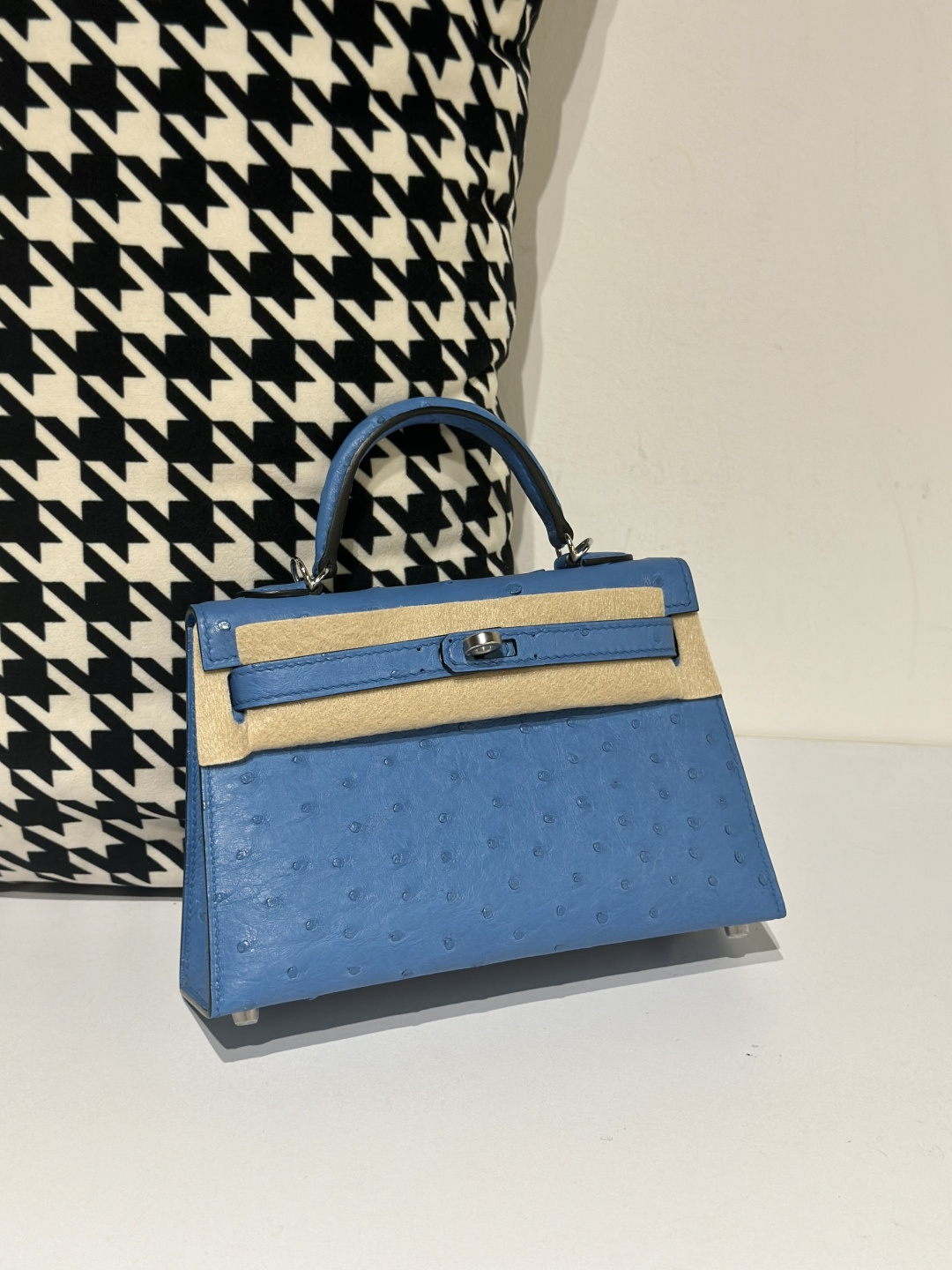 Ostrich Leather Silver Hardware Series II Turn-Lock Top Handle Bag Collection WOB041 image 7