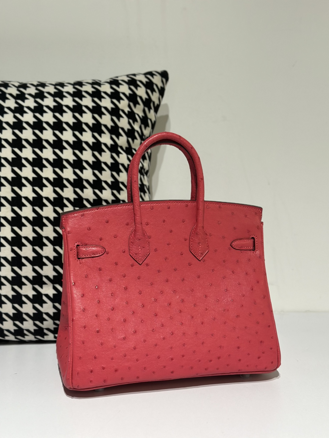 Ostrich Leather Candy Pink 25cm Silver Hardware Top Handle Tote Bag WOB046 image 3