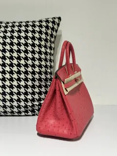 Ostrich Leather Candy Pink 25cm Gold Hardware Top Handle Tote Bag WOB049 image 5