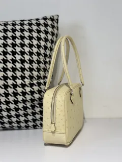 Ostrich Leather 20cm Vanilla Gold Hardware Feather Bag WOB057 image 5