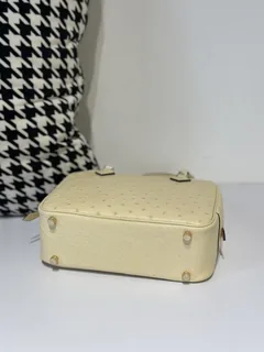 Ostrich Leather 20cm Vanilla Gold Hardware Feather Bag WOB057 image 6