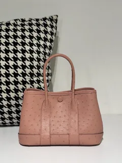 Ostrich Leather Ceramic Pink 23cm Silver Hardware Garden Tote Bag WOB060 image 2