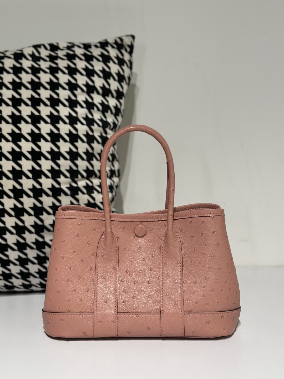 Ostrich Leather Ceramic Pink 23cm Silver Hardware Garden Tote Bag WOB060 image 2