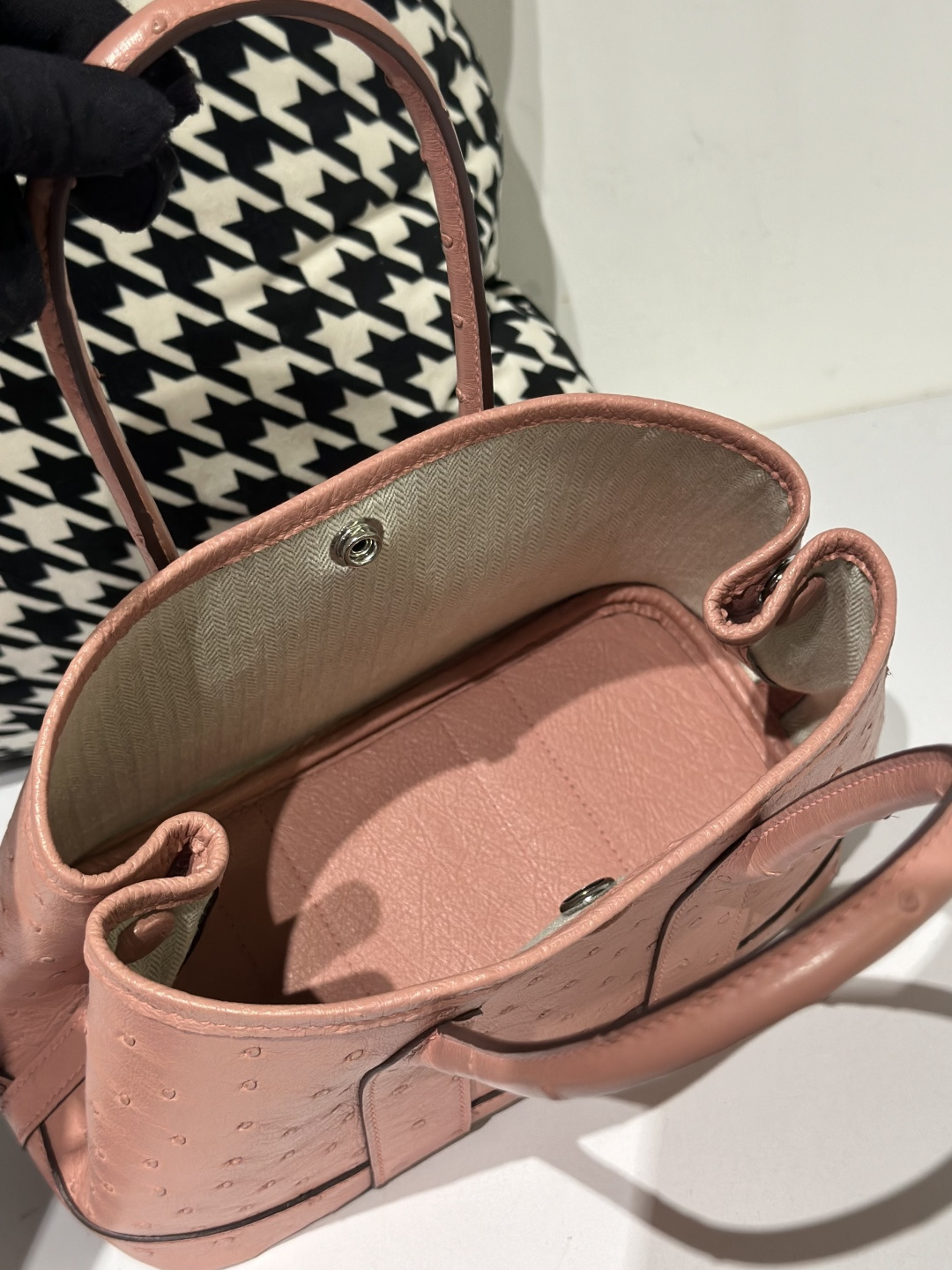 Ostrich Leather Ceramic Pink 23cm Silver Hardware Garden Tote Bag WOB060 image 3