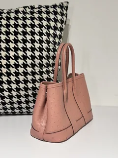 Ostrich Leather Ceramic Pink 23cm Silver Hardware Garden Tote Bag WOB060 image 4
