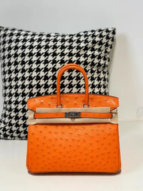 Ostrich Leather 25cm Top Handle Tote Bag Collection WOB064