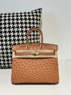 Ostrich Leather 25cm Top Handle Tote Bag Collection WOB064 image 2