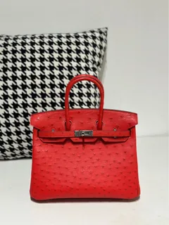 Ostrich Leather 25cm Top Handle Tote Bag Collection WOB064 image 4