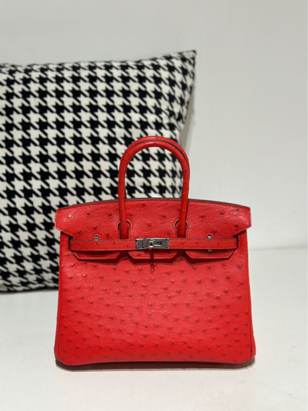 Ostrich Leather 25cm Top Handle Tote Bag Collection WOB064 photo 4