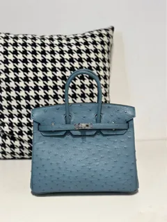Ostrich Leather 25cm Top Handle Tote Bag Collection WOB064 image 6