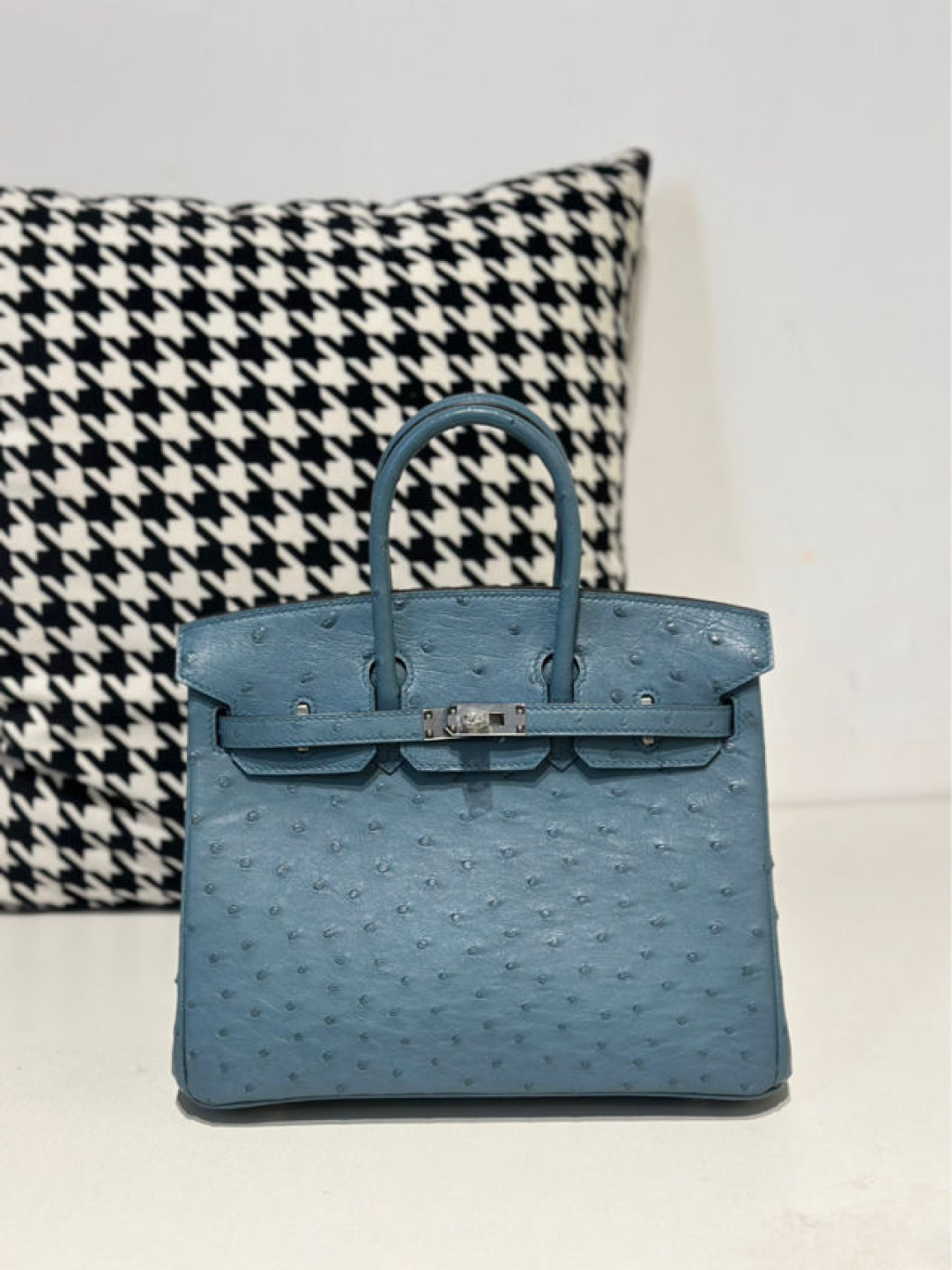 Ostrich Leather 25cm Top Handle Tote Bag Collection WOB064 photo 6