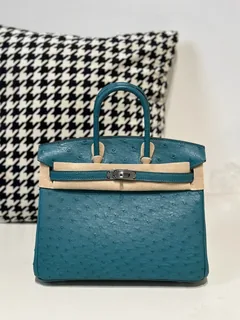 Ostrich Leather 25cm Top Handle Tote Bag Collection WOB064 image 7