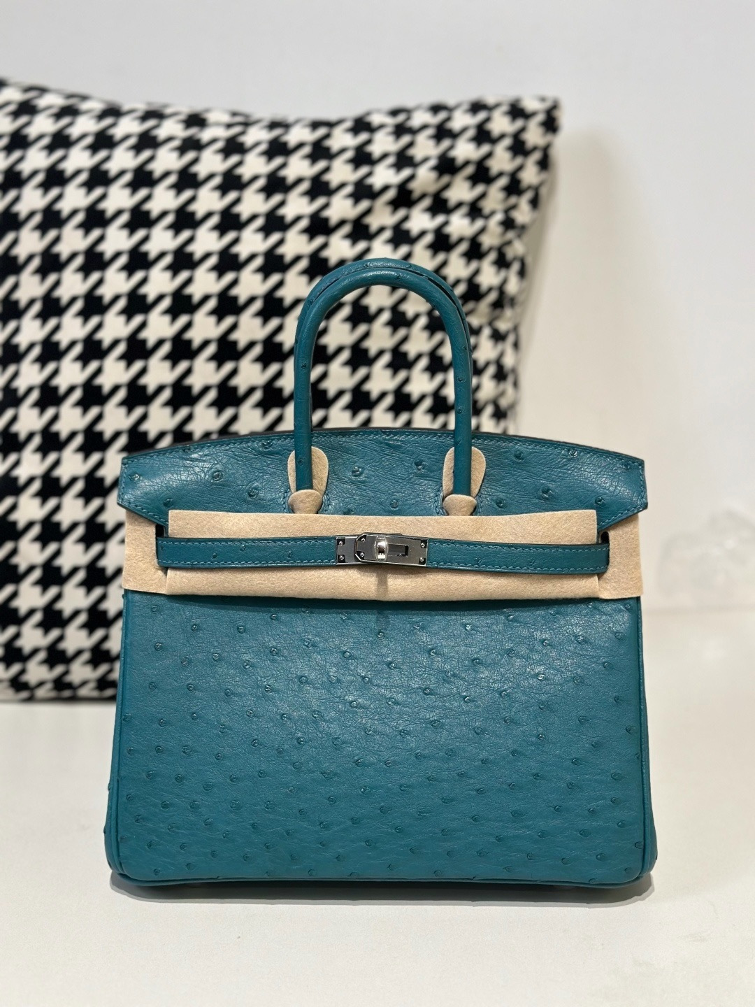Ostrich Leather 25cm Top Handle Tote Bag Collection WOB064 photo 7