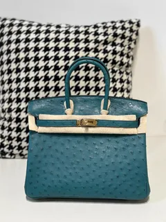 Ostrich Leather 25cm Top Handle Tote Bag Collection WOB064 image 8