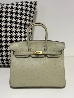 Ostrich Leather 25cm Top Handle Tote Bag Collection WOB064 image 10