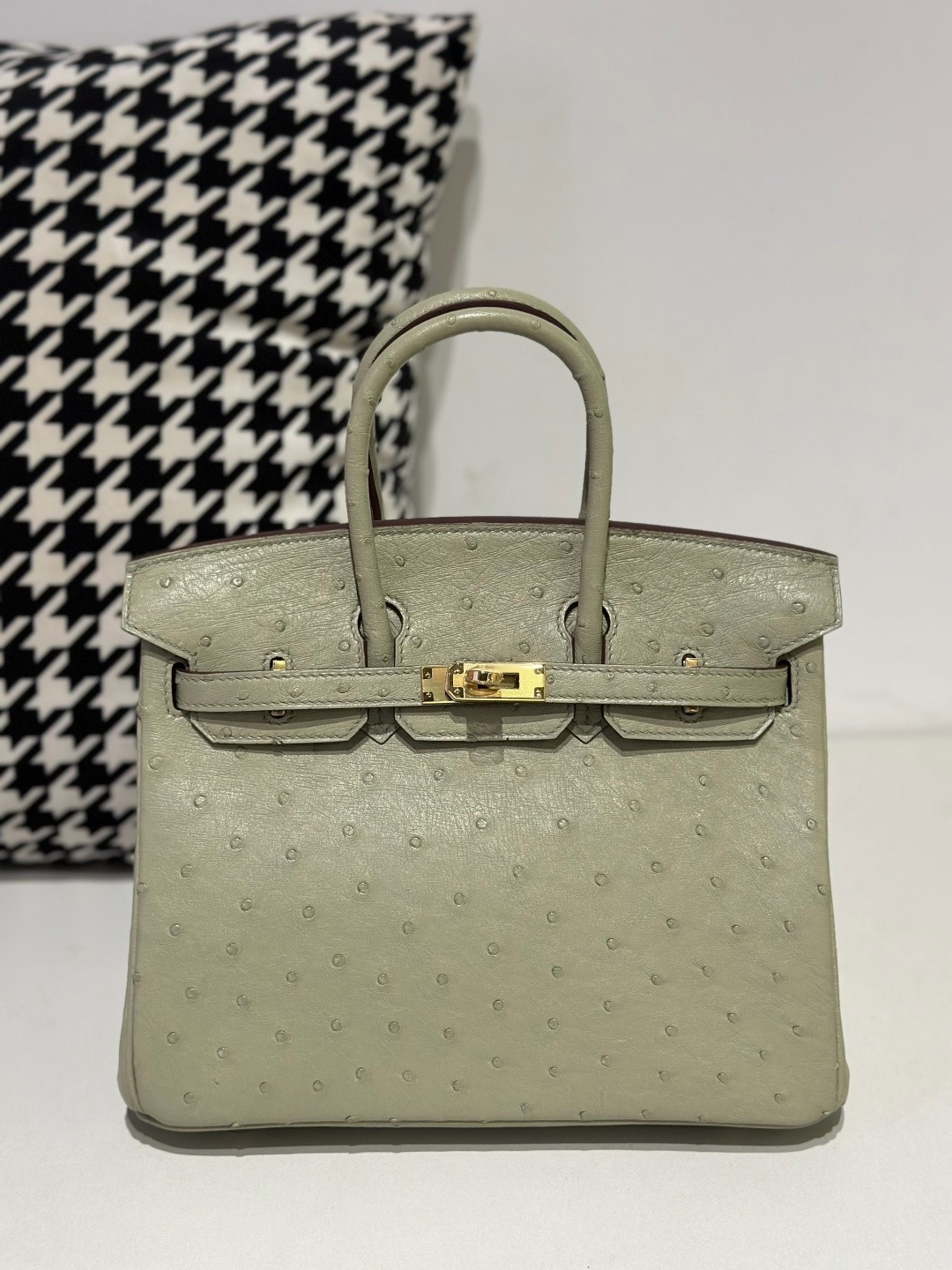 Ostrich Leather 25cm Top Handle Tote Bag Collection WOB064 photo 10