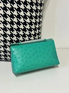 Ostrich Leather Green 19cm Silver Hardware Top Handle Bag WOB070 image 3