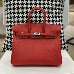 Ostrich Leather 25cm Top Handle Tote Bag Collection WOB071 image 1