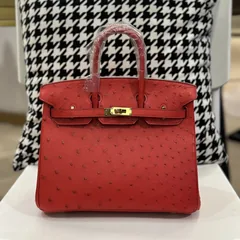Ostrich Leather 25cm Top Handle Tote Bag Collection WOB071 image 2