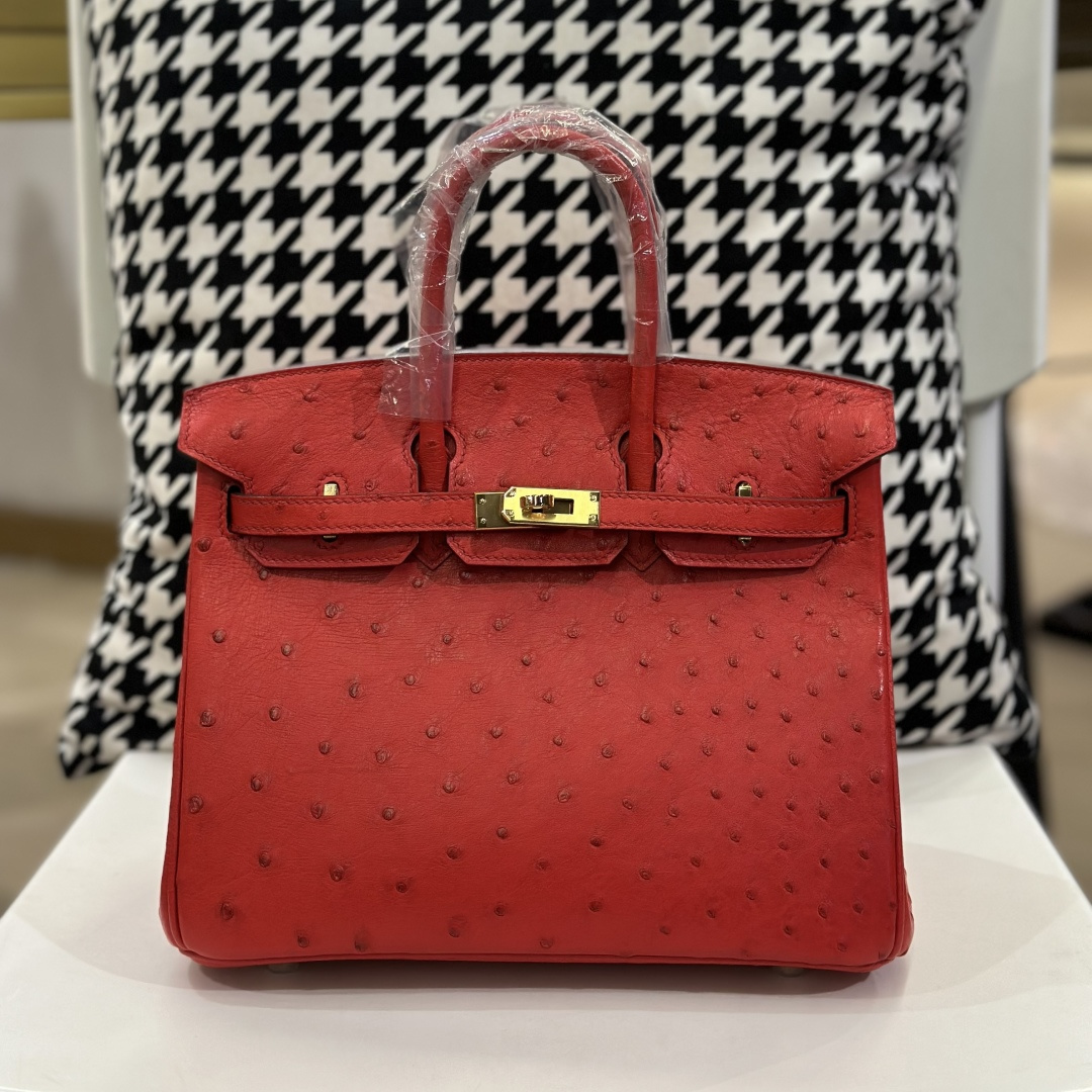Ostrich Leather 25cm Top Handle Tote Bag Collection WOB071 image 2
