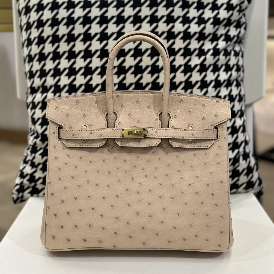 Ostrich Leather 25cm Top Handle Tote Bag Collection WOB071 image 3