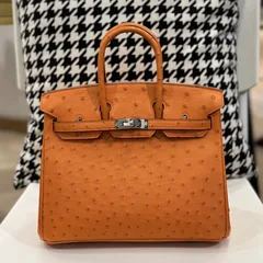 Ostrich Leather 25cm Top Handle Tote Bag Collection WOB071 image 4