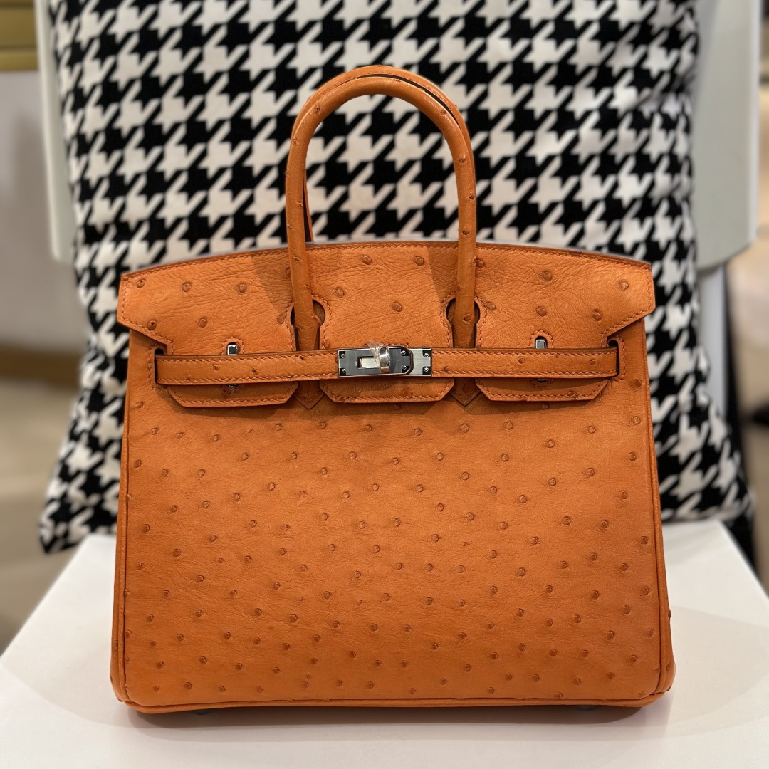 Ostrich Leather 25cm Top Handle Tote Bag Collection WOB071 image 4