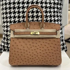 Ostrich Leather 25cm Top Handle Tote Bag Collection WOB071 image 5