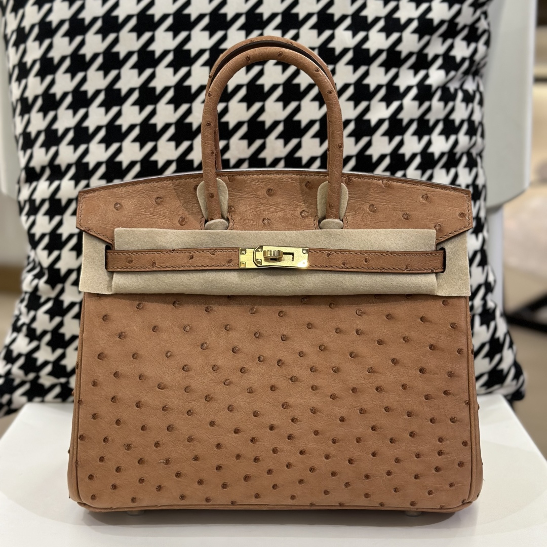 Ostrich Leather 25cm Top Handle Tote Bag Collection WOB071 image 5