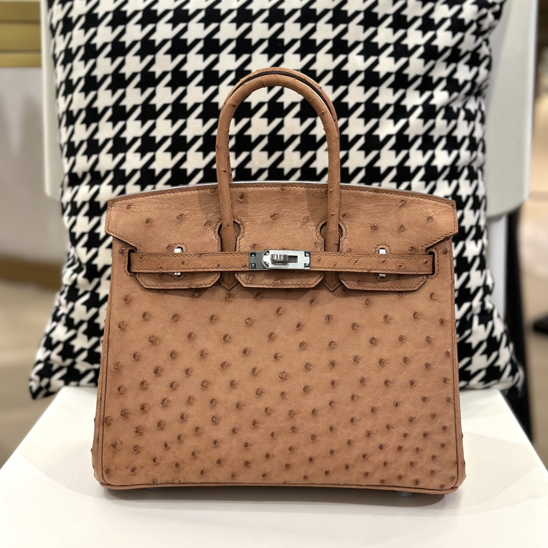 Ostrich Leather 25cm Top Handle Tote Bag Collection WOB071 image 6