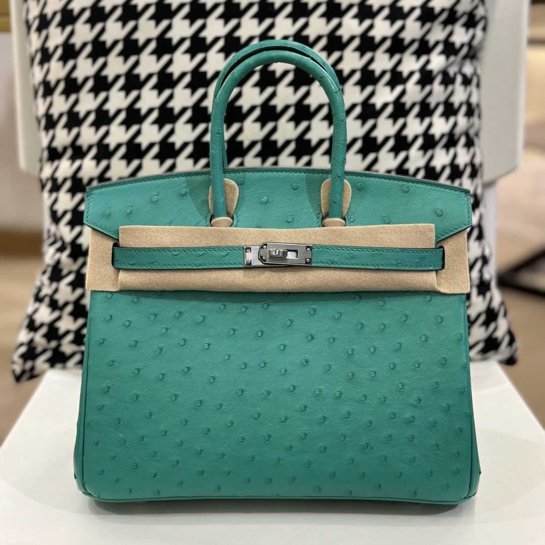 Ostrich Leather 25cm Top Handle Tote Bag Collection WOB071 image 7