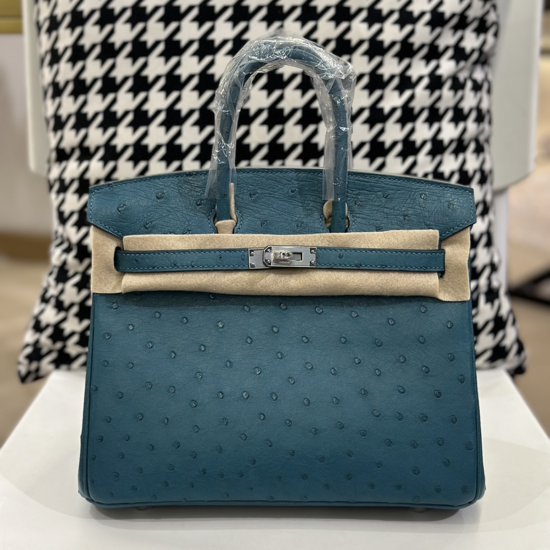 Ostrich Leather 25cm Top Handle Tote Bag Collection WOB071 image 8