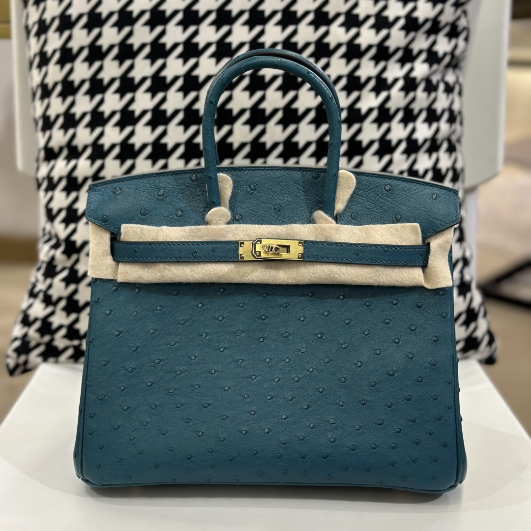 Ostrich Leather 25cm Top Handle Tote Bag Collection WOB071 image 9