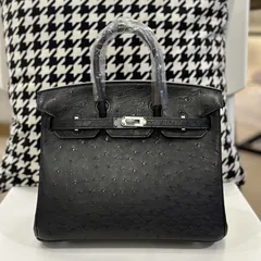 Ostrich Leather 25cm Top Handle Tote Bag Collection WOB071 image 10