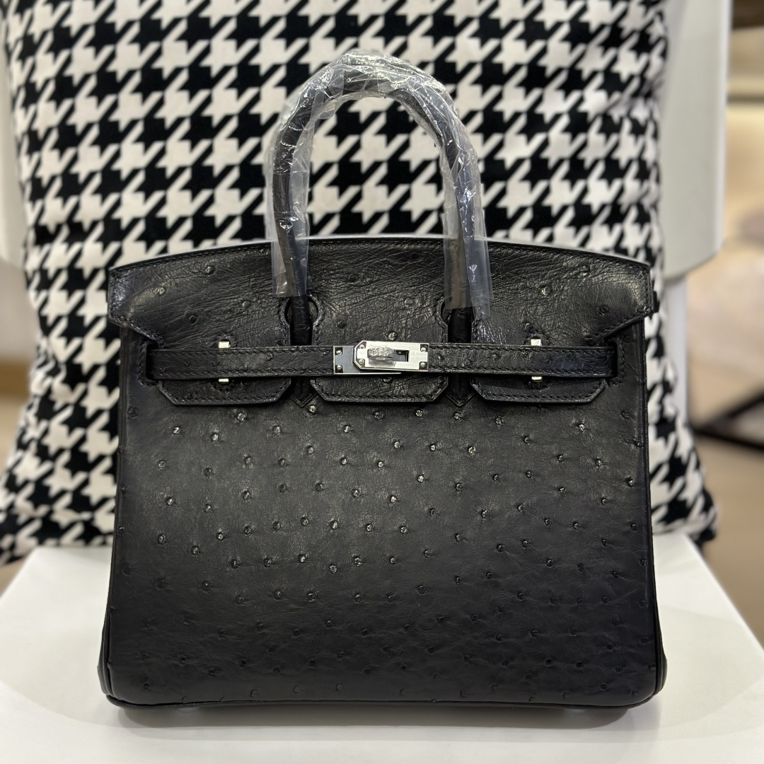 Ostrich Leather 25cm Top Handle Tote Bag Collection WOB071 image 10