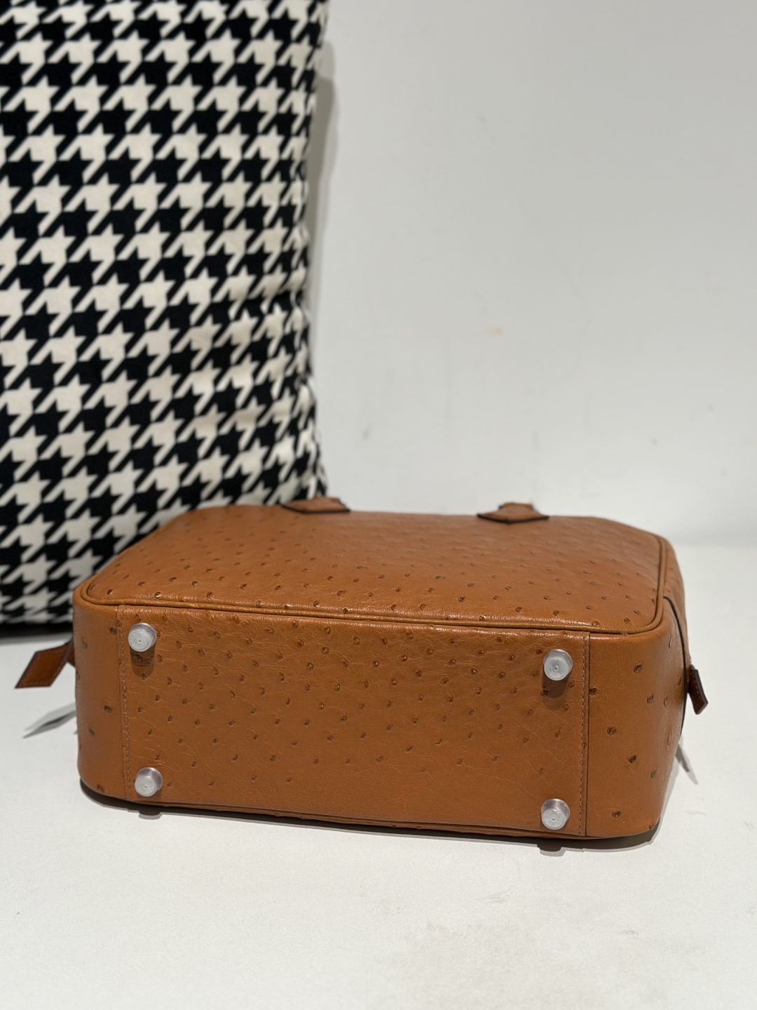 Ostrich Leather Golden Brown Silver Hardware Feather Bag WOB082 image 6