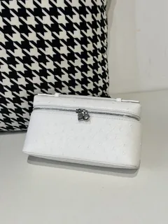 Ostrich Leather White 19cm Silver Hardware Top Handle Bag WOB084 image 2