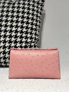 Ostrich Leather Pink 19cm Silver Hardware Top Handle Bag WOB091 image 3