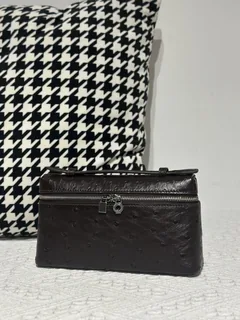 Ostrich Leather 19cm Silver Hardware Top Handle Bag WOB093 image 2