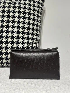 Ostrich Leather 19cm Silver Hardware Top Handle Bag WOB093 image 3