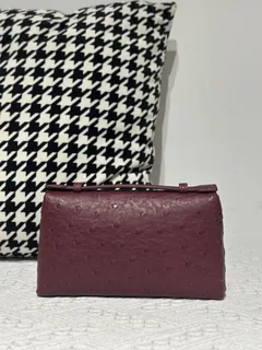 Ostrich Leather Purple 19cm Silver Hardware Top Handle Bag WOB095 image 3