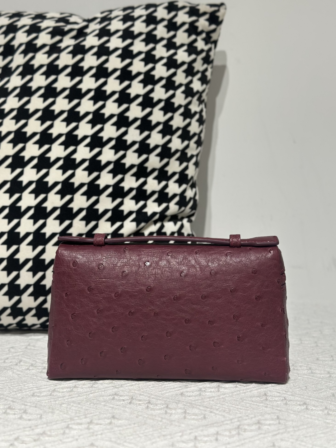Ostrich Leather Purple 19cm Silver Hardware Top Handle Bag WOB095 image 3