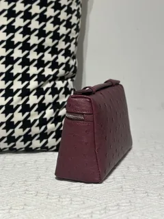 Ostrich Leather Purple 19cm Silver Hardware Top Handle Bag WOB095 image 4