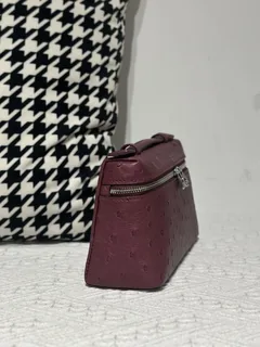 Ostrich Leather Purple 19cm Silver Hardware Top Handle Bag WOB095 image 5