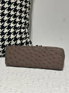 Ostrich Leather Brown 19cm Silver Hardware Top Handle Bag WOB096 image 6