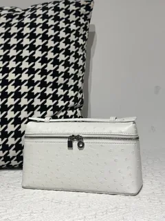 Ostrich Leather White 19cm Silver Hardware Top Handle Bag WOB097 image 2
