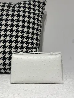 Ostrich Leather White 19cm Silver Hardware Top Handle Bag WOB097 image 3