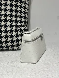 Ostrich Leather White 19cm Silver Hardware Top Handle Bag WOB097 image 5