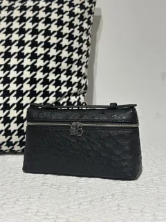 Ostrich Leather Black 19cm Silver Hardware Top Handle Bag WOB099 image 2